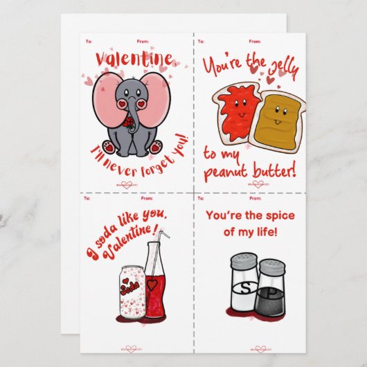 Niedliche PB&J Cut & Share Kids Valentine Day Card Einladung (Vorne/Hinten)