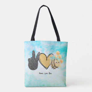 Niedliche Peace Liebe Bienen überall Tasche