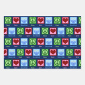 Niedliche Peace Liebe Hanukkah Pattern Dunkelblau Geschenkpapier Set (Vorderseite 2)