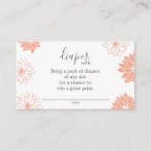 Niedliche Peach Floral Diaper Raffle Baby Dusche Begleitkarte (Vorderseite)