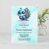 Niedliche Peacock Baby-Dusche Einladung (Stehend Vorderseite)