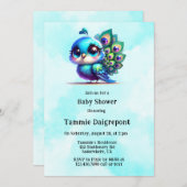 Niedliche Peacock Baby-Dusche Einladung (Vorne/Hinten)
