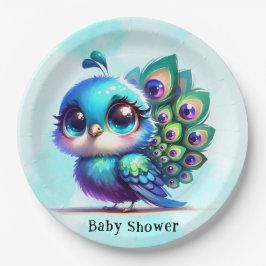 Niedliche Peacock Baby-Dusche Pappteller