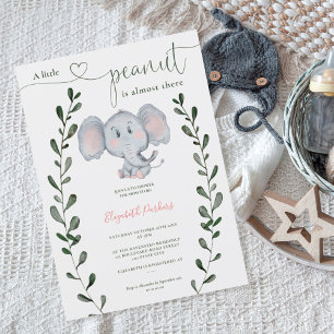 Niedliche Peanut-Elefant-Grünschrift Babydusche Einladung