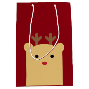 Niedliche Peekaboo Rentier Holiday Geschenktasche Mittlere Geschenktüte