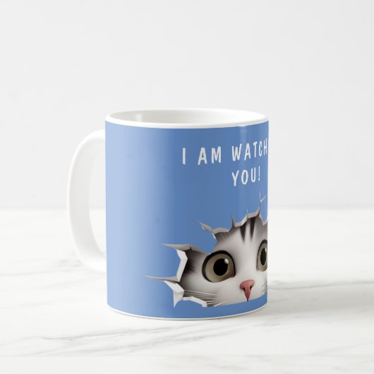 Niedliche Peekkatze, die dir die sonnige Neuheit b Kaffeetasse (Vorderseite Links)