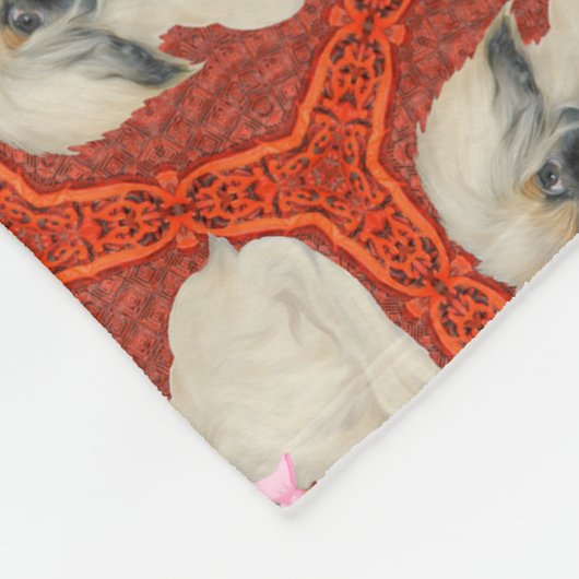 Niedliche Pekingese Hunde Fleecedecke (Ecke)