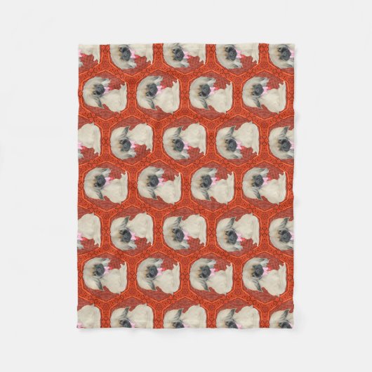 Niedliche Pekingese Hunde Fleecedecke (Vorderseite)