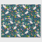 Niedliche pelikanische farbige tropische Blume Mus Geschenkpapier (Flach)