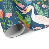Niedliche pelikanische farbige tropische Blume Mus Geschenkpapier (Rolleneckpunkt)