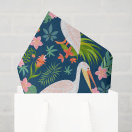 Niedliche pelikanische farbige tropische Blume Mus Seidenpapier