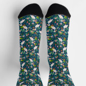 Niedliche pelikanische farbige tropische Blume Mus Socken (Oben)