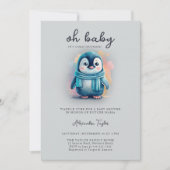 Niedliche Penguin Baby Cold Außenbereich Sweet Boy Einladung (Vorderseite)