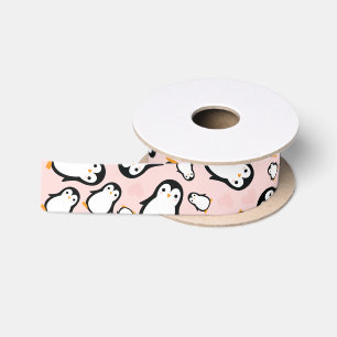 Niedliche Penguin Baby Dusche Blue Boy Satinband