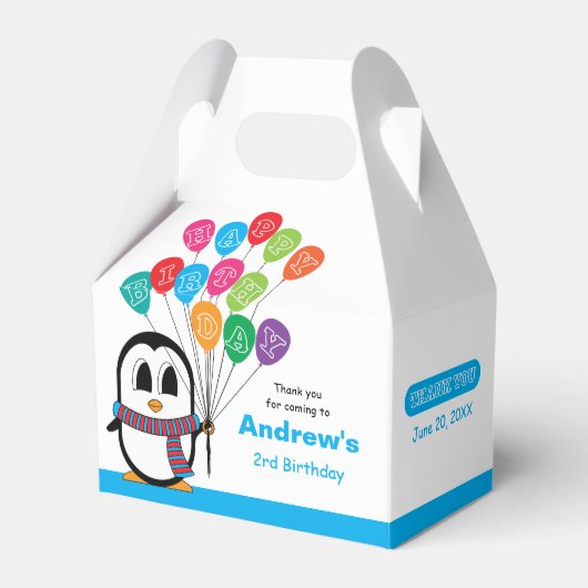 Niedliche Penguin Birthday Gable Box Geschenkschachtel (Vorderseite)