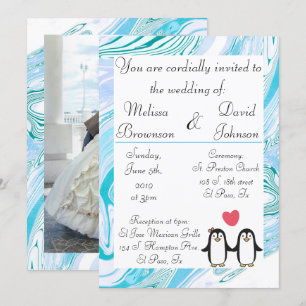 Niedliche Penguin Couple Wedding Einladung