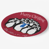 Niedliche Penguin Familie Frohe Weihnachten Party Pappteller (Schrägansicht)