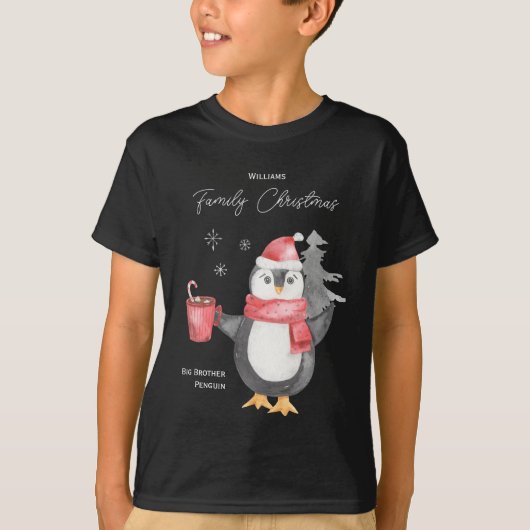 Niedliche Penguin-Familie passt Weihnachtsbruder T-Shirt (Vorderseite)