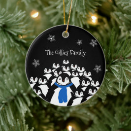 Niedliche Penguin-Familie Personalisiert Keramik Ornament