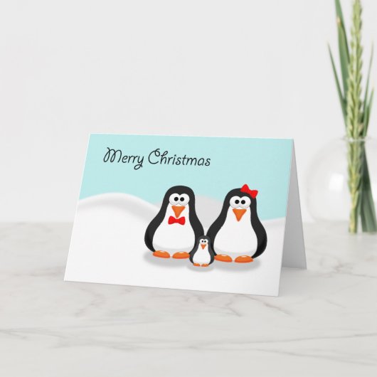 Niedliche Penguin-Familien-Weihnachtskarte Feiertagskarte (Vorderseite)