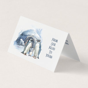 Niedliche Penguin Family Warm Herz Weihnachtskarte