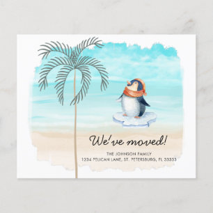 Niedliche Penguin Florida Beach Neue Adresskarte
