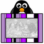 Niedliche Penguin-Foto-Skulptur-lila Freistehende Fotoskulptur<br><div class="desc">Niedliche Penguin-Foto-Skulptur-lila Streifen-Rahmen</div>