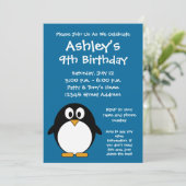 Niedliche Penguin-Geburtstags-Party Einladung (Stehend Vorderseite)