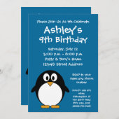 Niedliche Penguin-Geburtstags-Party Einladung (Vorne/Hinten)