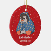 Niedliche Penguin Gemütliche Weihnachtsschneezeit  Keramik Ornament (Rechts)