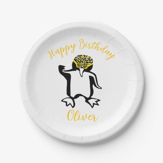 Niedliche PENGUIN - Happy Birthday - Wildlife Pappteller (Vorderseite)