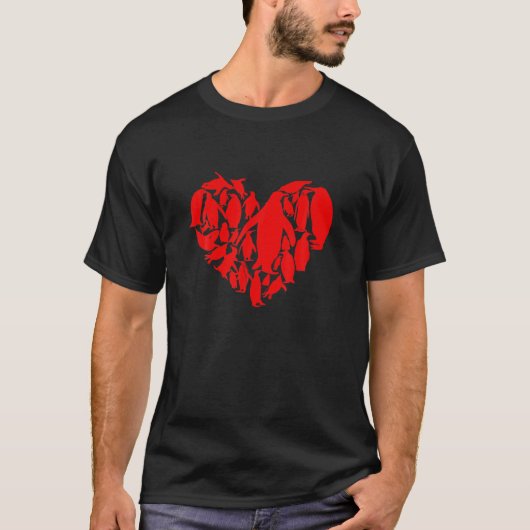 Niedliche Penguin Hearts Animals Lover Valentinsta T-Shirt (Vorderseite)