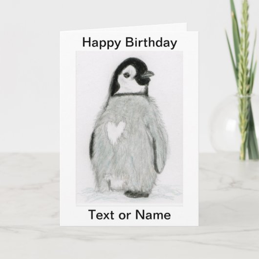 NIEDLICHE PENGUIN HERZKARTE GEBURTSTAG KARTE DAUGH (Vorderseite)
