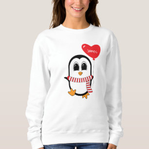 Niedliche Penguin Holds Heart Shape Balloon Sweats Sweatshirt