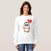 Niedliche Penguin Holds Heart Shape Balloon Sweats Sweatshirt (Vorne ganz)