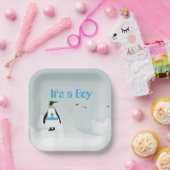 Niedliche Penguin "It's a Boy" Babydusche Pappteller (Party)