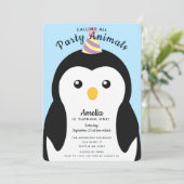 Niedliche Penguin Kinder erste Geburtstag Einladung (Stehend Vorderseite)