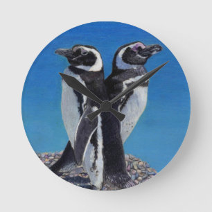 Niedliche Penguin-Kunst-Wand-Uhr Runde Wanduhr