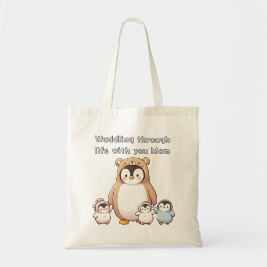 Niedliche Penguin Mama Tote Tasche (Vorne)