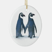 Niedliche Penguin-Paar-Holding-Hände Keramik Ornament (Rechts)