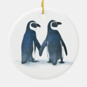 Niedliche Penguin-Paar-Holding-Hände Keramik Ornament (Hinten)