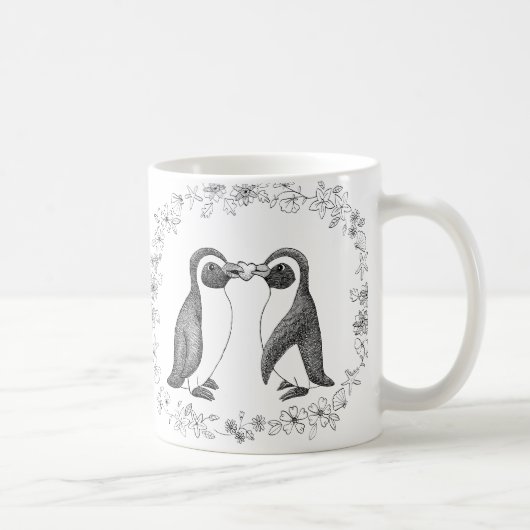 Niedliche Penguin-Paare vervollkommnen Kaffeetasse (Rechts)