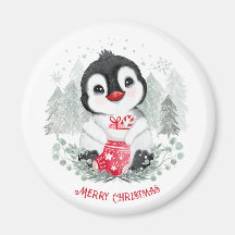 Niedliche Penguin Personalisierte Weihnachtsmagnet