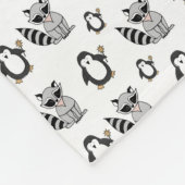 Niedliche Penguin Racoon Tierbuddies Fleecedecke (Ecke)
