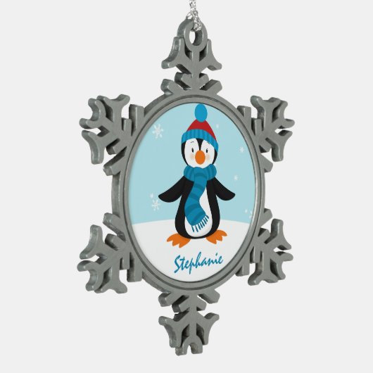 Niedliche Penguin-Schneeflocke-Verzierung Schneeflocken Zinn-Ornament (Links)