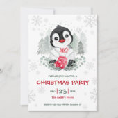 Niedliche Penguin Snow Weihnachten Party Einladung (Vorderseite)