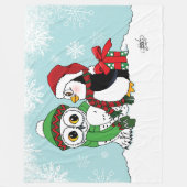 Niedliche Penguin Snowy Owl Freundschaft Fleecedecke (Vorderseite)