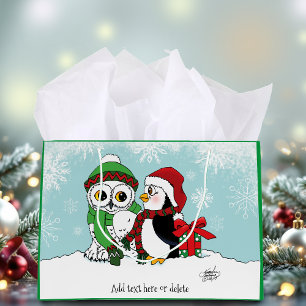 Niedliche Penguin Snowy Owl Freundschaft Große Geschenktüte