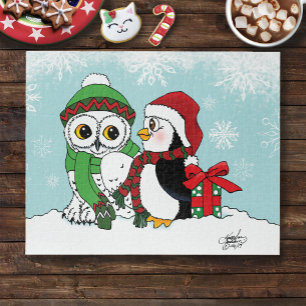 Niedliche Penguin Snowy Owl Freundschaft Puzzle