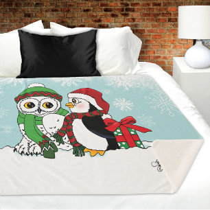 Niedliche Penguin Snowy Owl Freundschaft Sherpadecke